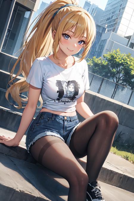 03761-2166301191-masterpiece, best quality, absurdres, perfect anatomy, 1girl, solo, KeiKaruizawa, hair scurnchie, ponytail, graphic tee, denim s.png